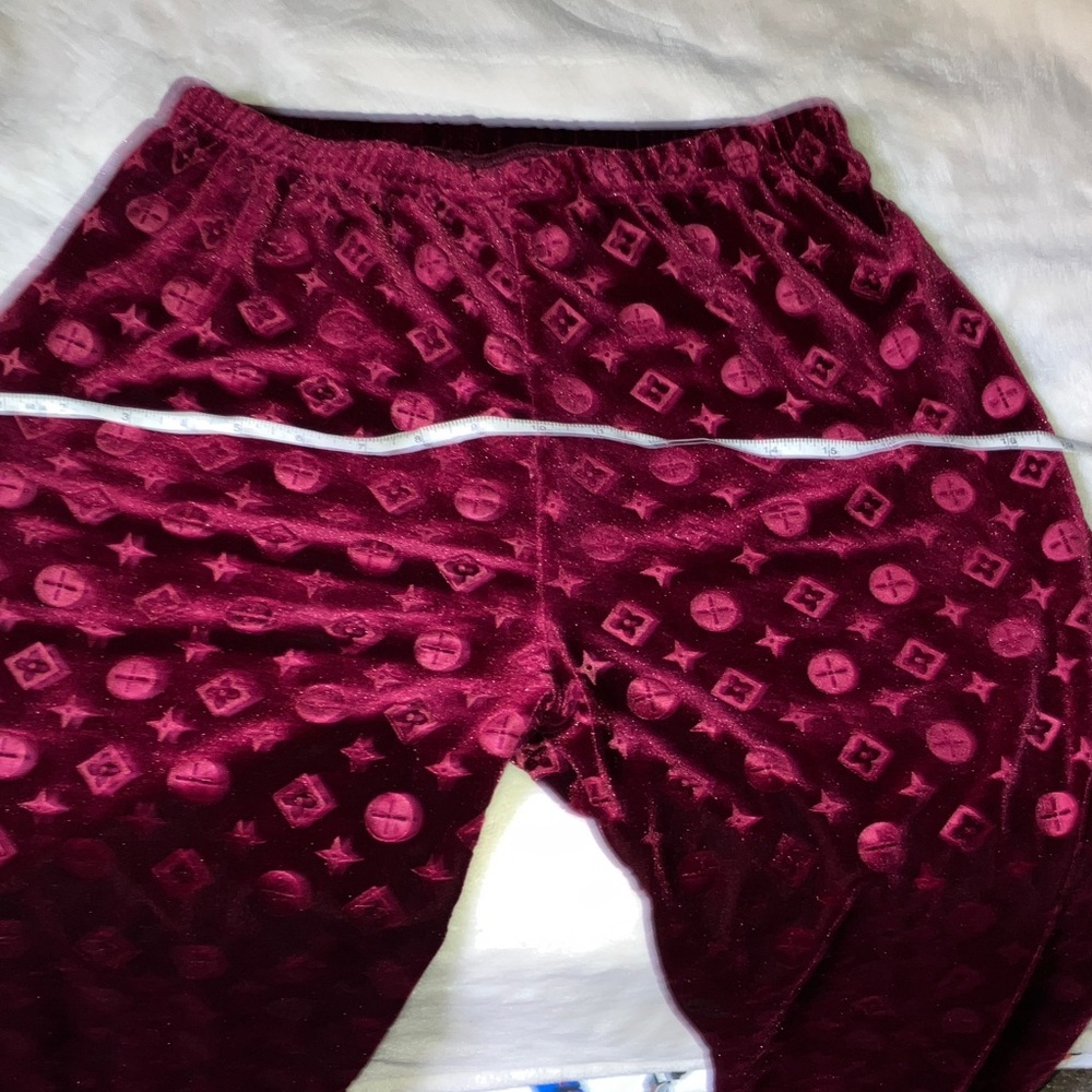 Velvet Burgundy Patterned Pants